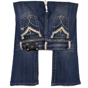 Womens Blue Embroidered Bootcut Jeans - 7 For All Mankind Style